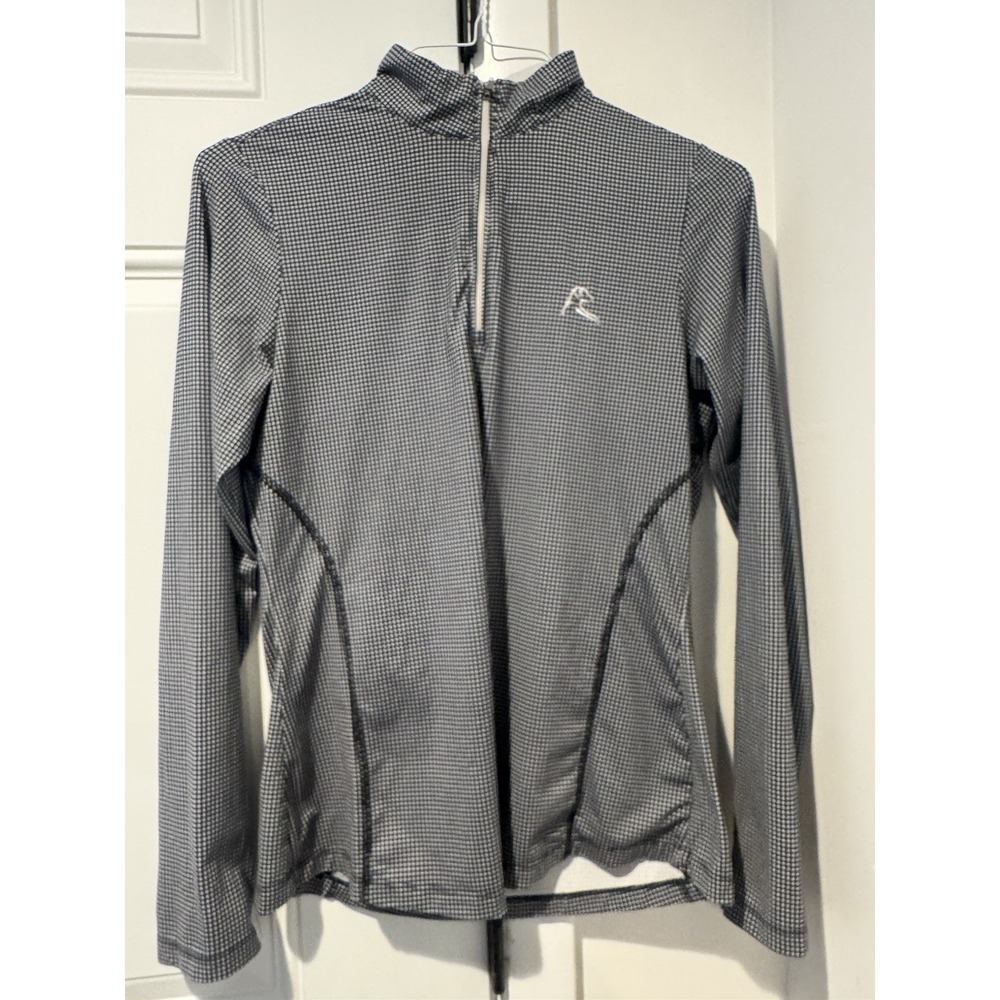 Rhoback Women's Black White quarter Zip Small Athletic Houndstooth Performance